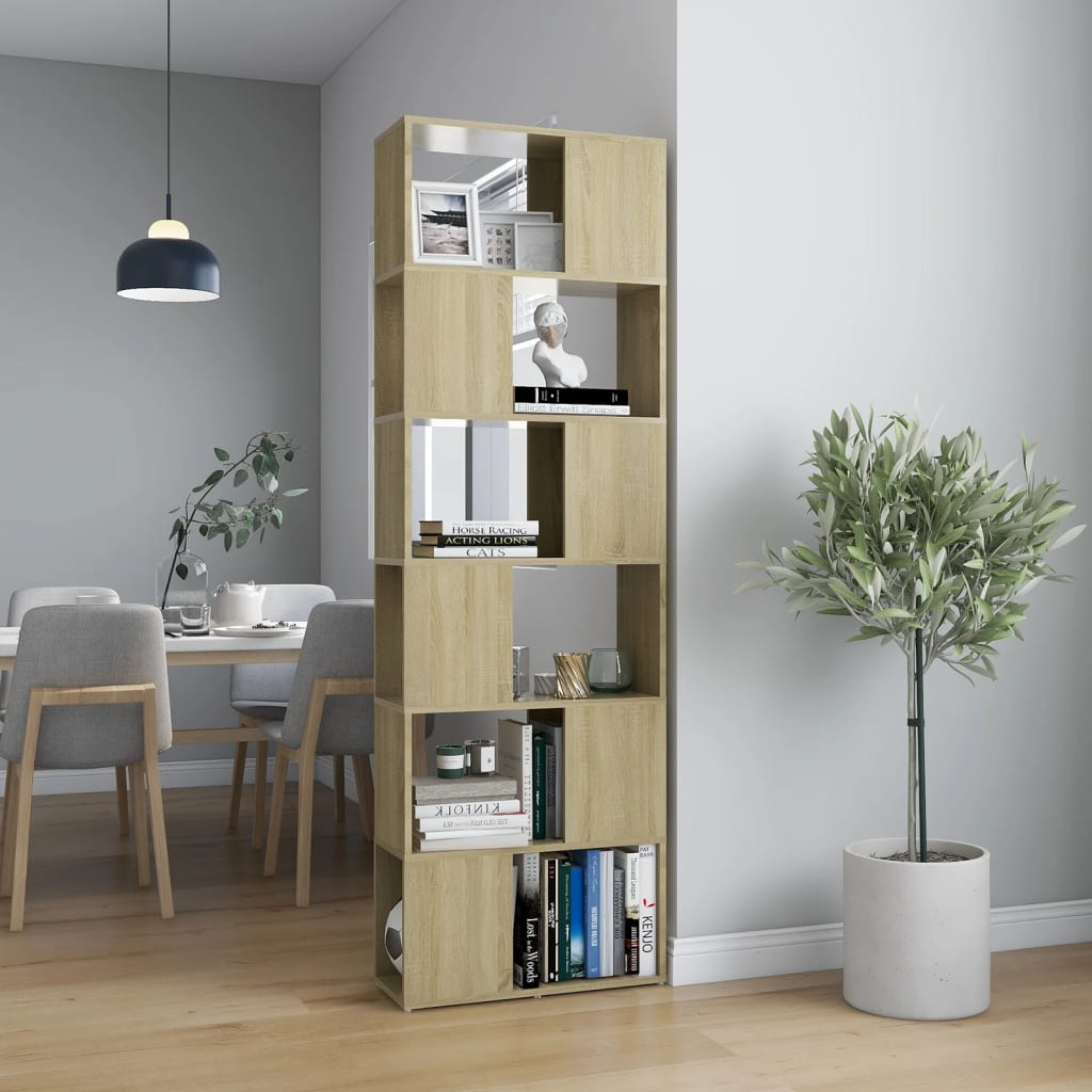 vidaXL Librería separador contrachapada roble Sonoma 60x24x186 cm