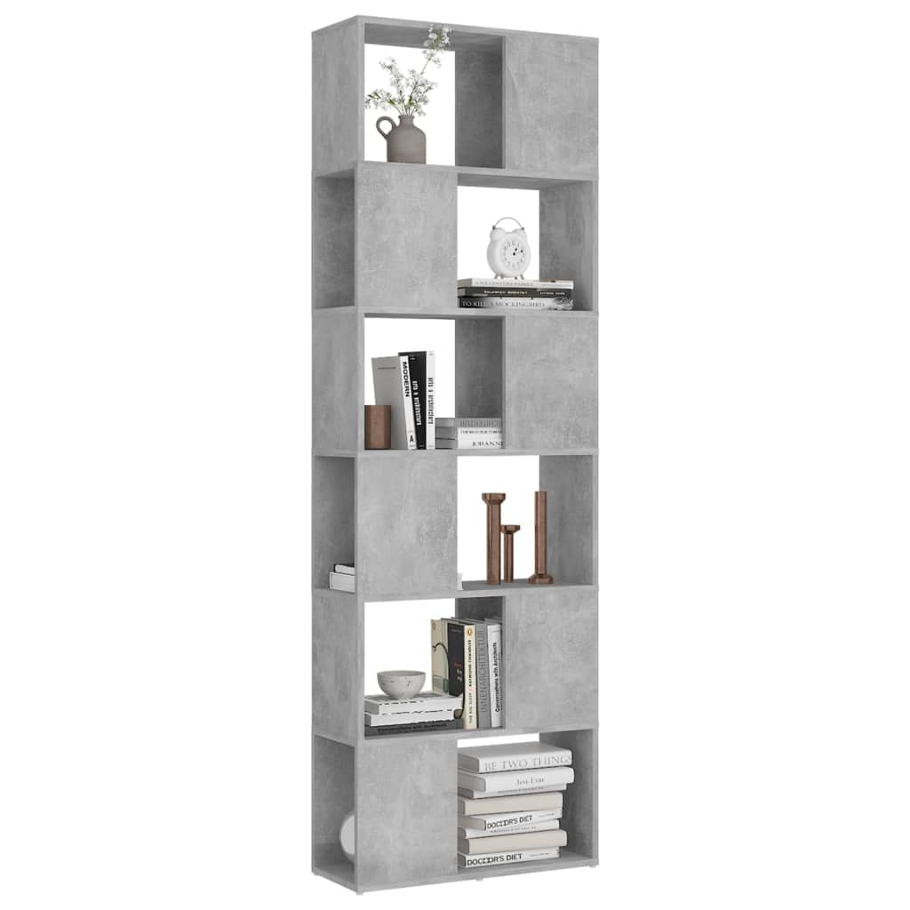 vidaXL Librería separador contrachapada gris hormigón 60x24x186 cm