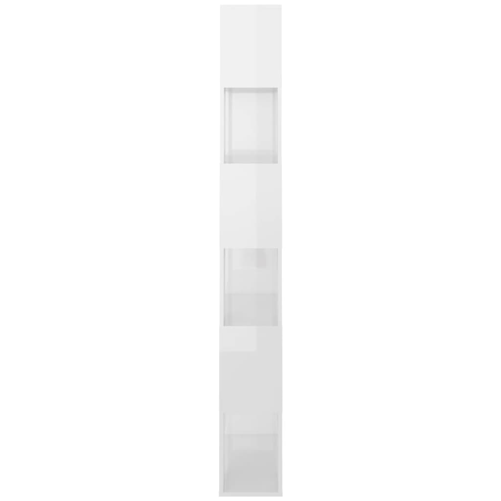 vidaXL Librería separador contrachapada blanco brillante 80x24x186 cm