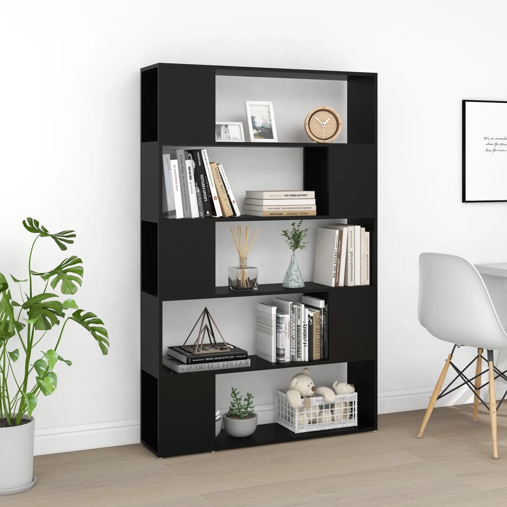 vidaXL Librería separador madera contrachapada negro 100x24x155 cm