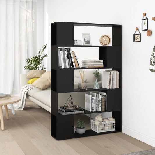 vidaXL Librería separador madera contrachapada negro 100x24x155 cm