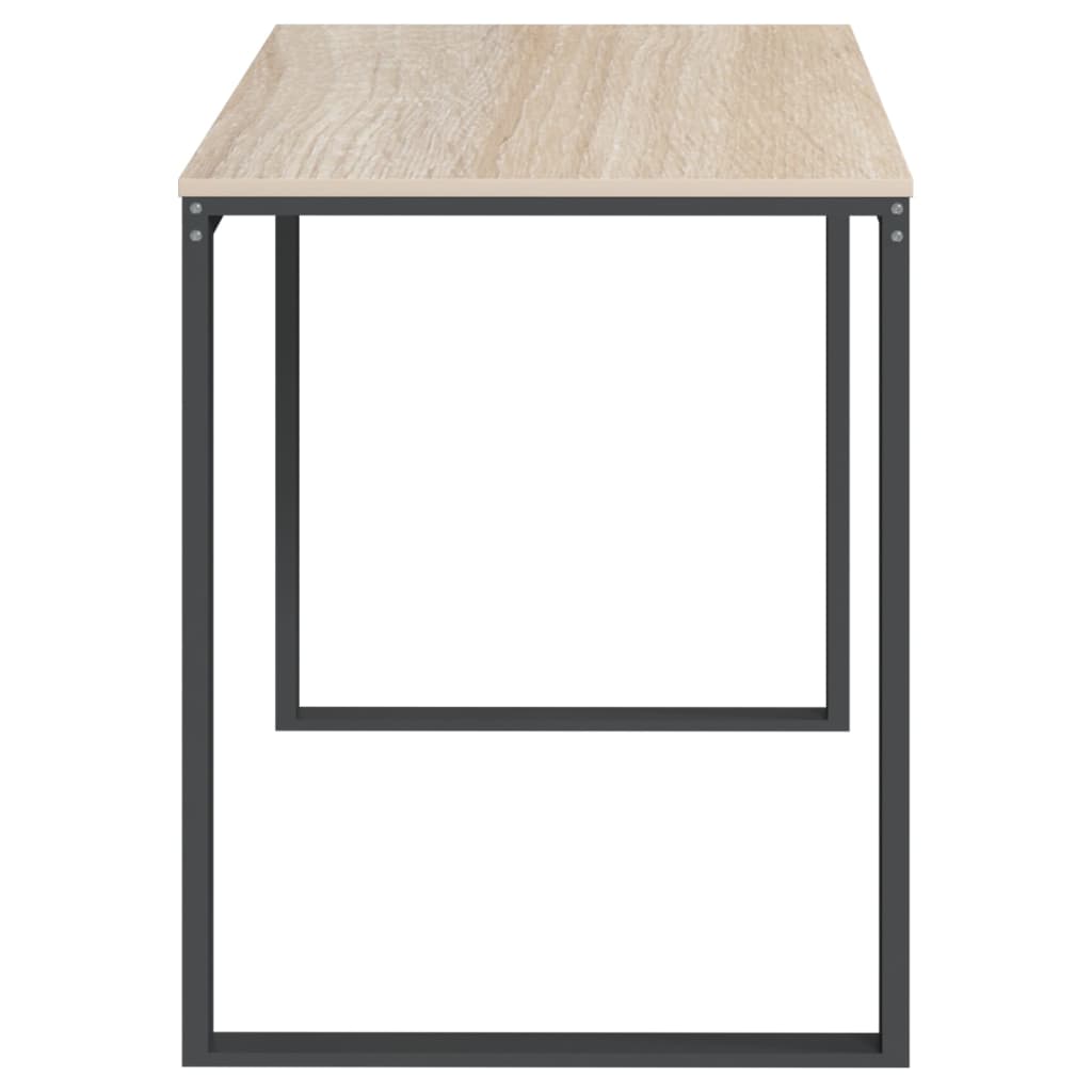 vidaXL Escritorio de madera de ingeniería negro y roble 110x60x73 cm