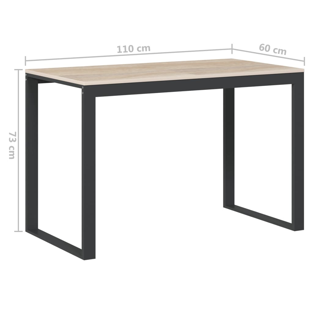 vidaXL Escritorio de madera de ingeniería negro y roble 110x60x73 cm