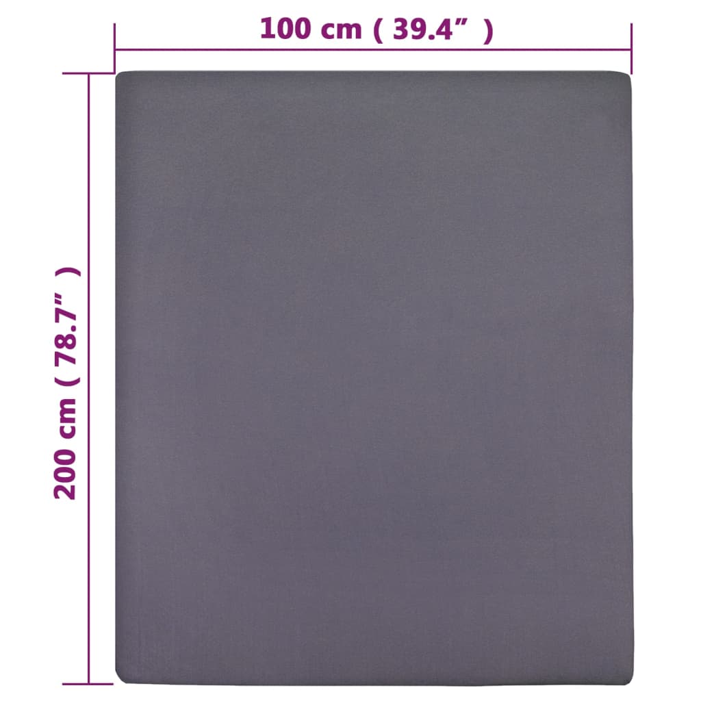 vidaXL Sábanas bajeras jersey 2 uds algodón gris antracita 100x200 cm