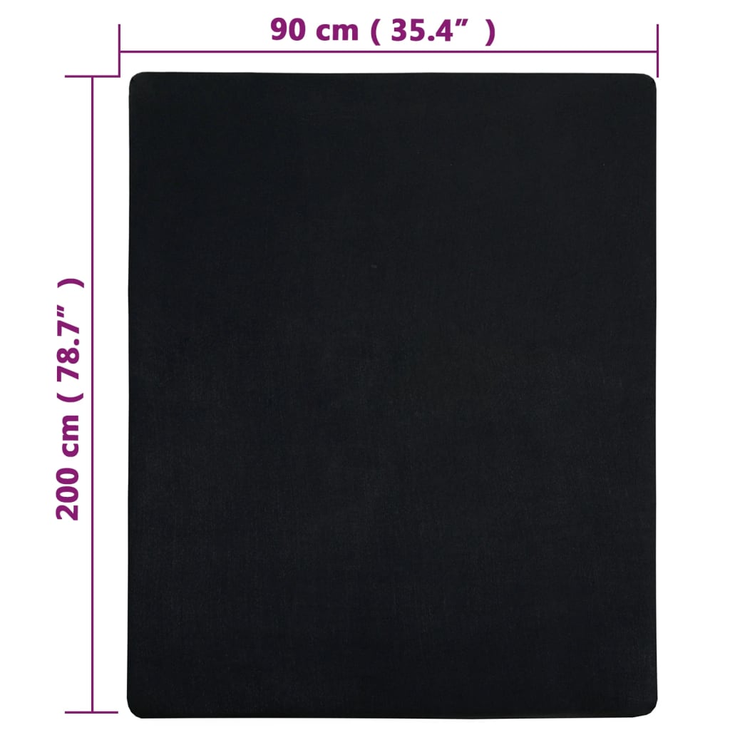 vidaXL Sábanas bajeras jersey 2 uds algodón negro 90x200 cm