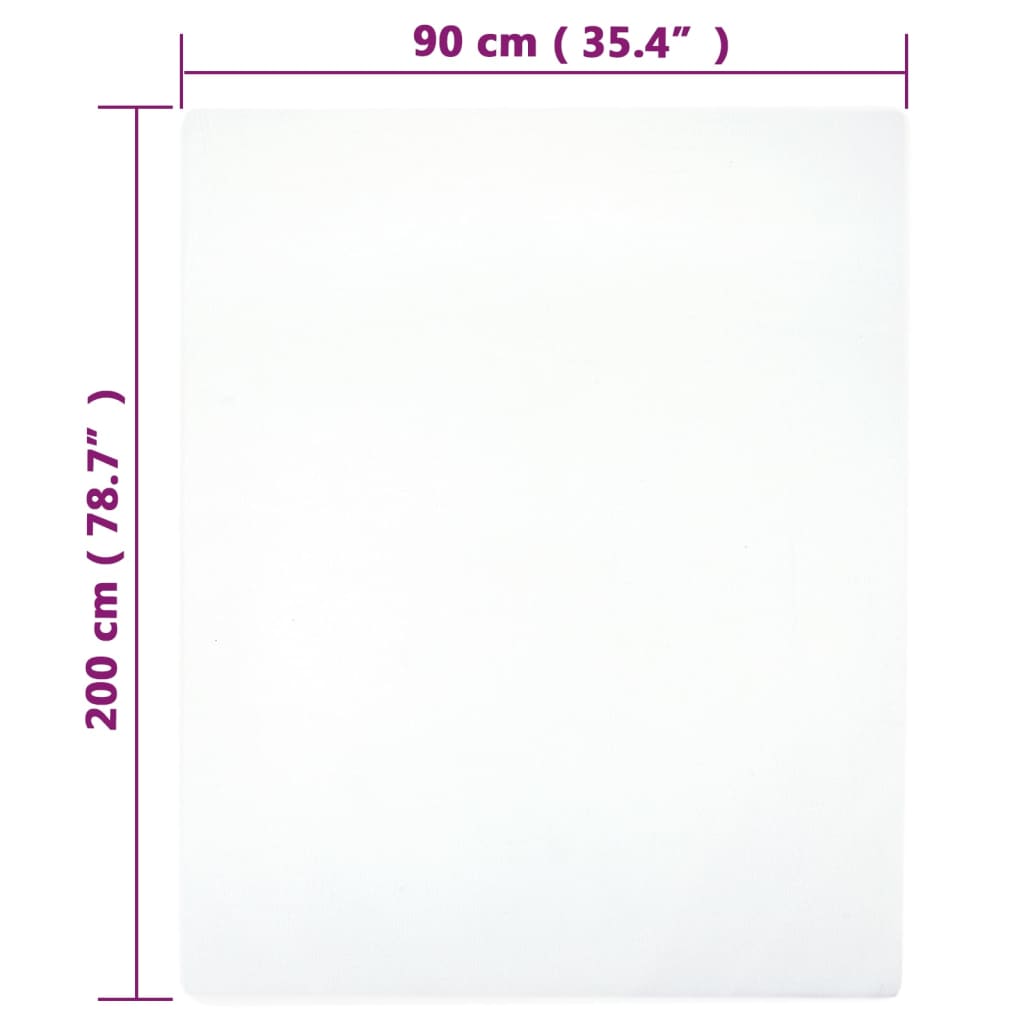 vidaXL Sábanas bajeras jersey 2 uds algodón blanco 90x200 cm