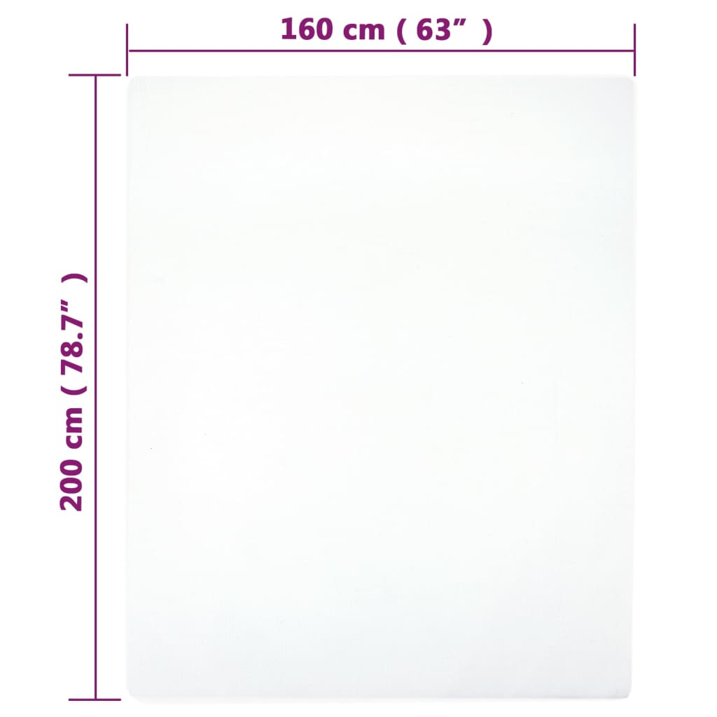 vidaXL Sábanas bajeras jersey 2 uds algodón blanco 160x200 cm