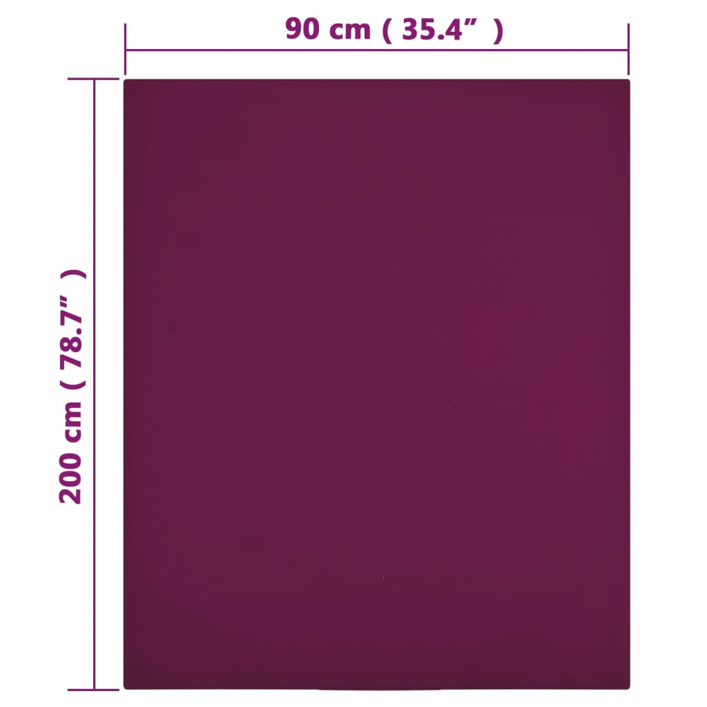 vidaXL Sábanas bajeras jersey 2 uds algodón burdeos 90x200 cm