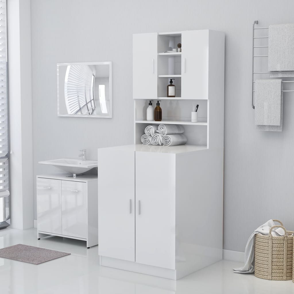 vidaXL Mueble de lavadora blanco brillo