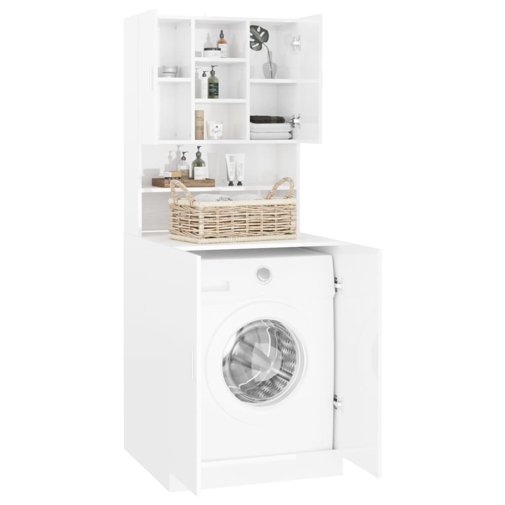 vidaXL Mueble de lavadora blanco brillo