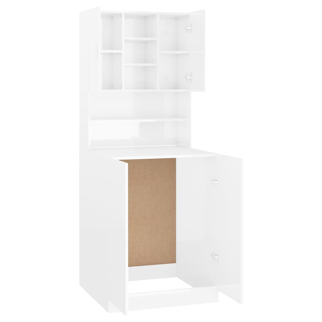 vidaXL Mueble de lavadora blanco brillo