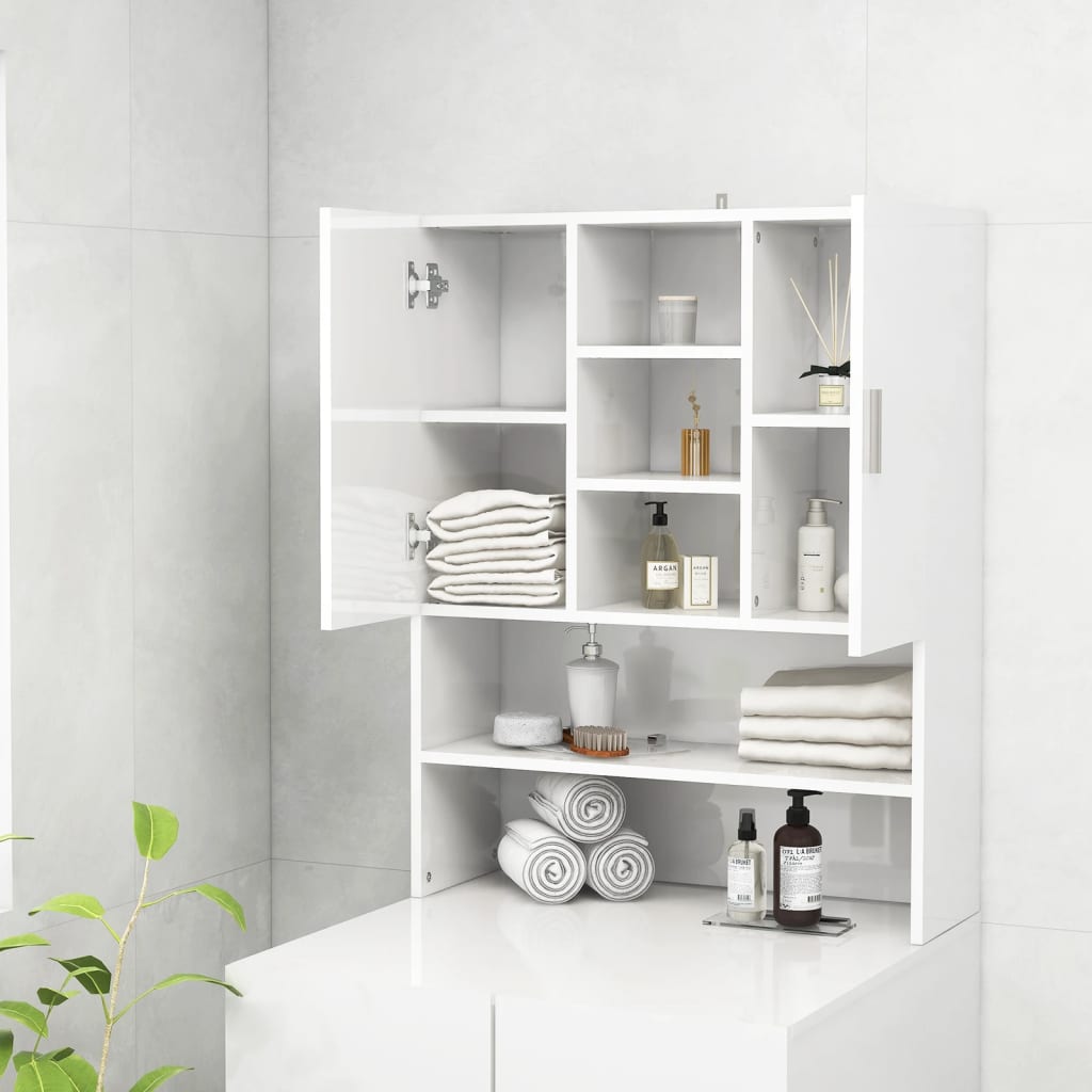 vidaXL Mueble de lavadora blanco brillo