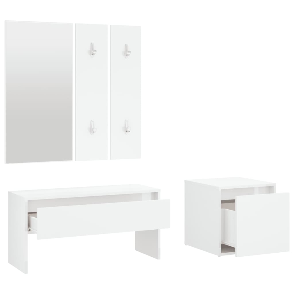 vidaXL Juego de muebles de recibidor madera contrachapada blanco