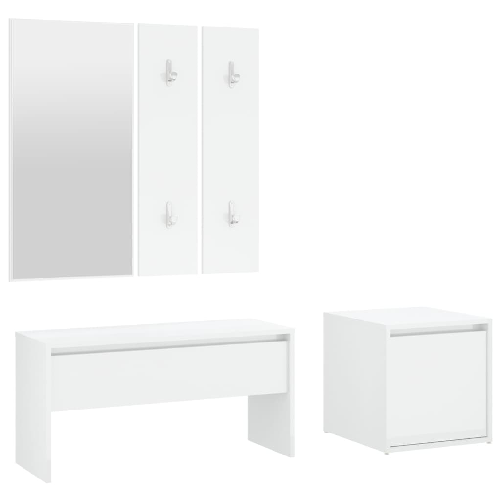 vidaXL Set de muebles de recibidor madera contrachapada blanco brillo