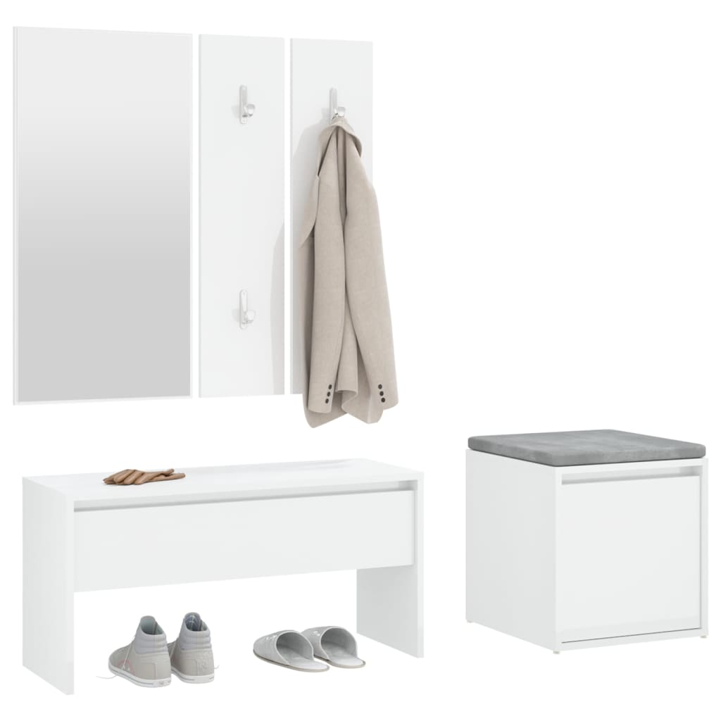 vidaXL Set de muebles de recibidor madera contrachapada blanco brillo