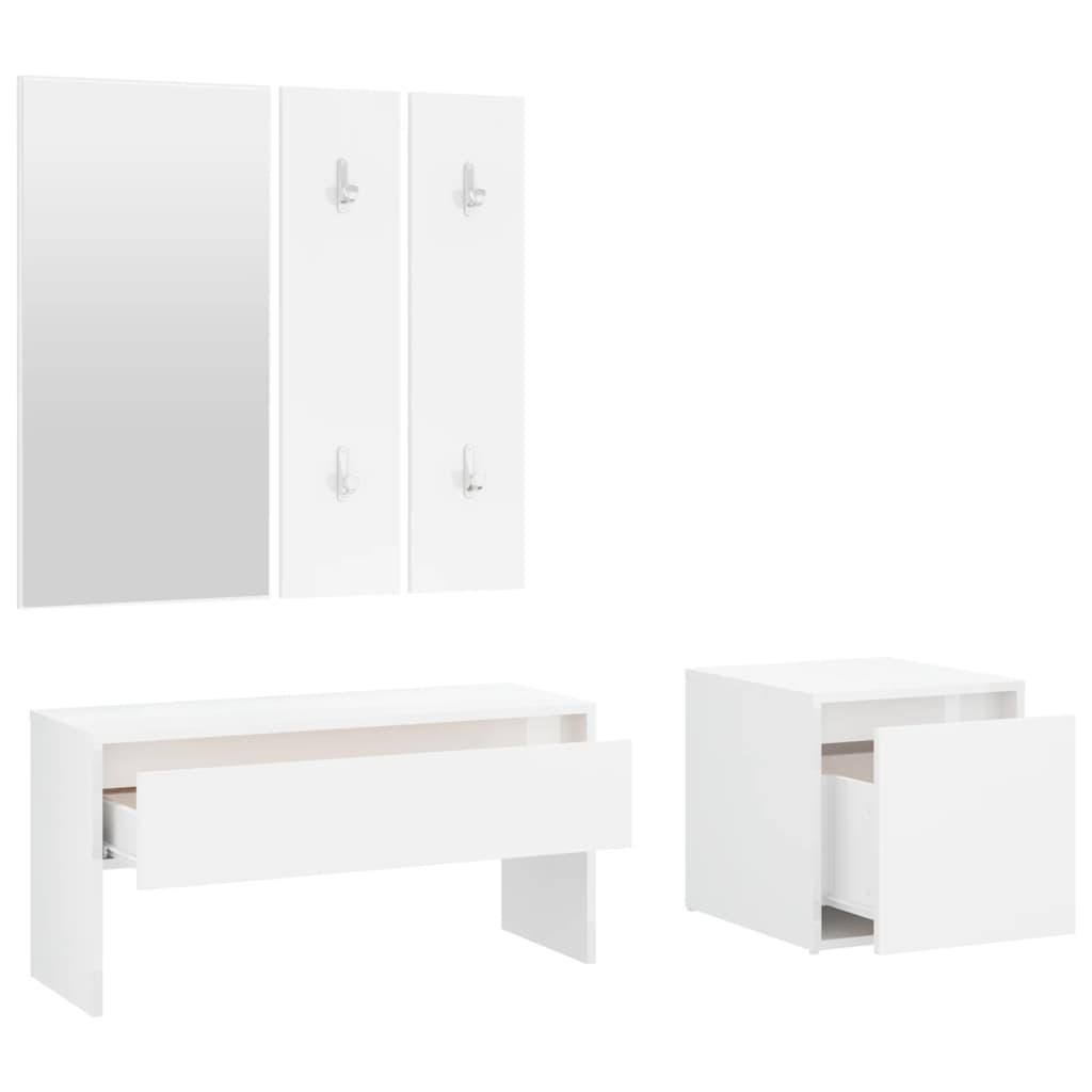 vidaXL Set de muebles de recibidor madera contrachapada blanco brillo