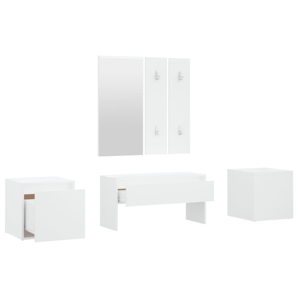 vidaXL Juego de muebles de recibidor madera contrachapada blanco