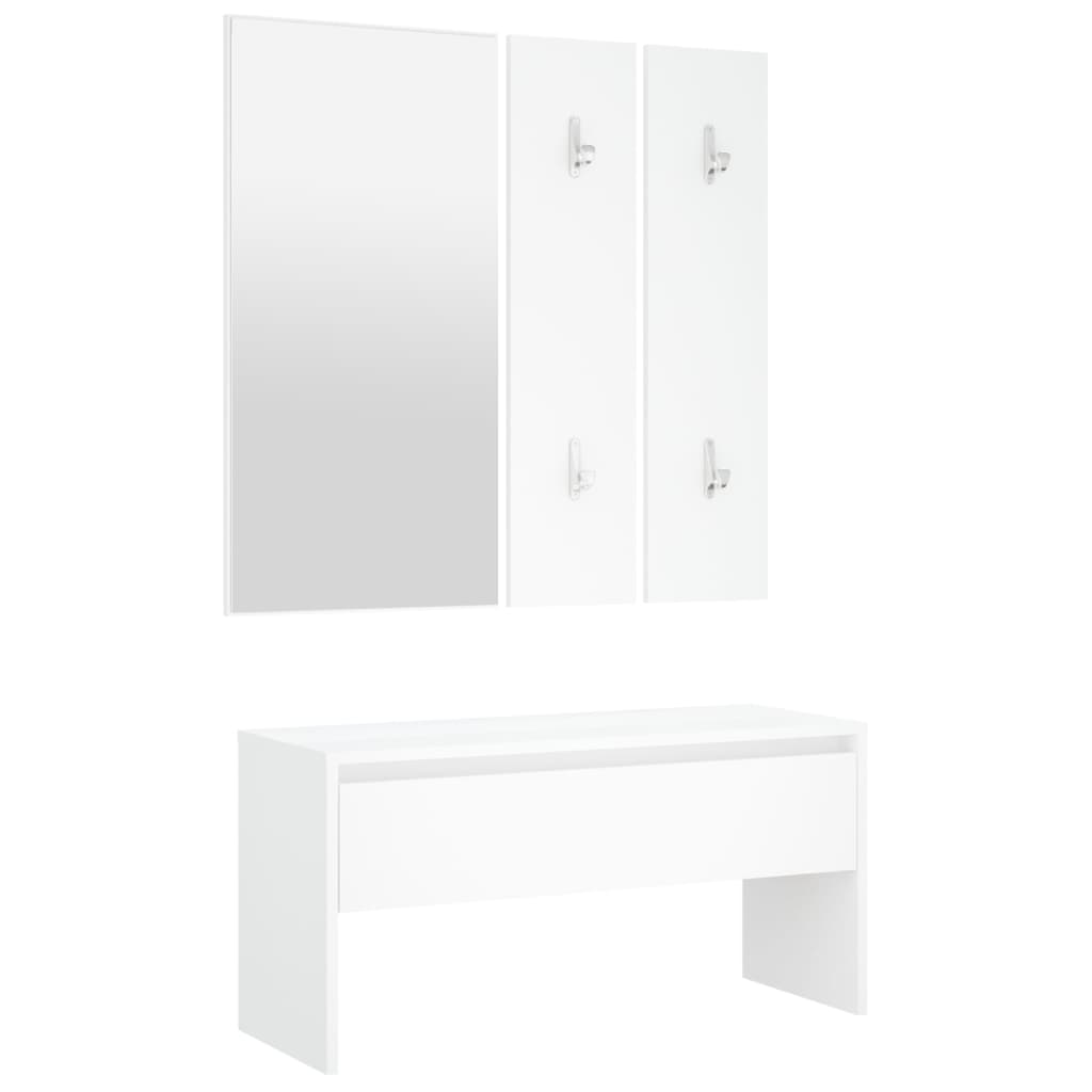 vidaXL Juego de muebles de recibidor madera contrachapada blanco