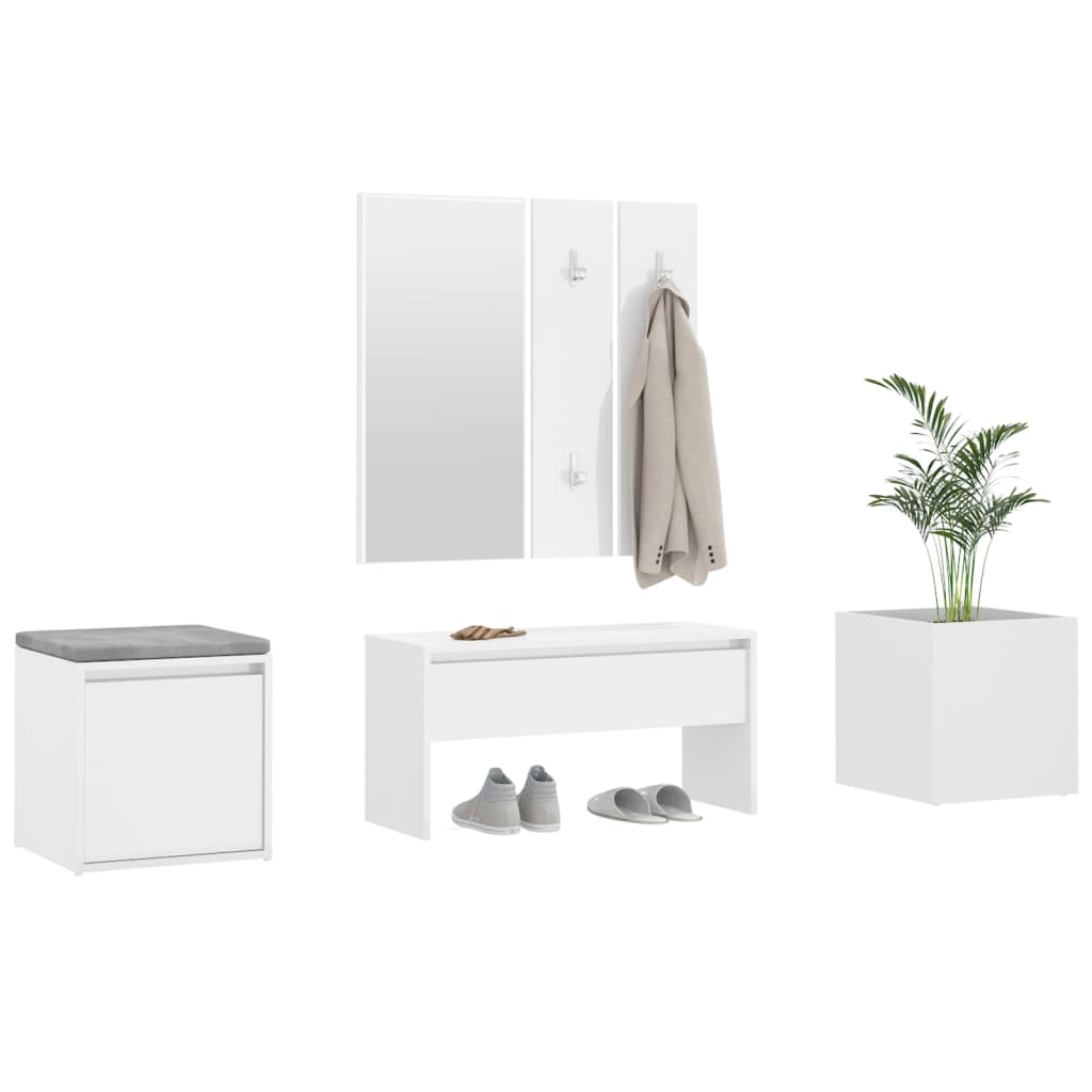 vidaXL Set de muebles de recibidor madera contrachapada blanco brillo