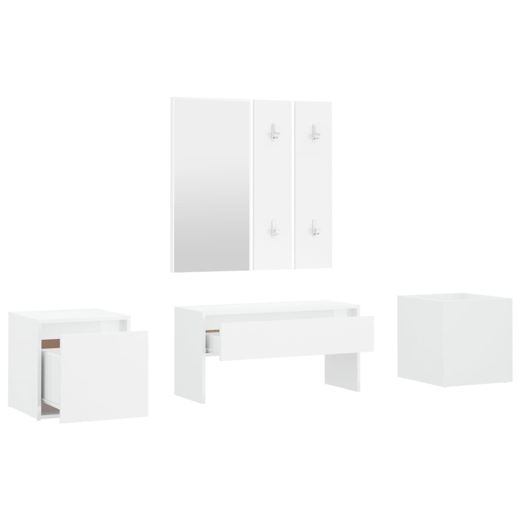 vidaXL Set de muebles de recibidor madera contrachapada blanco brillo