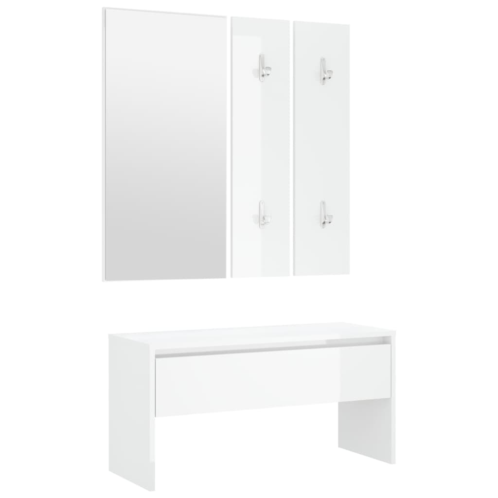 vidaXL Set de muebles de recibidor madera contrachapada blanco brillo