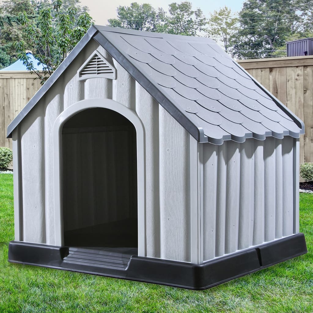 vidaXL Caseta para perros gris 92x87x91 cm plástico