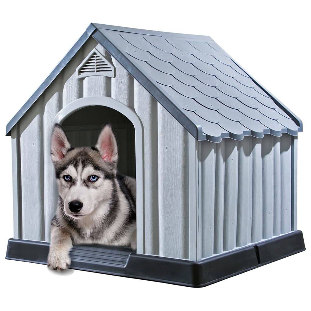 vidaXL Caseta para perros gris 92x87x91 cm plástico