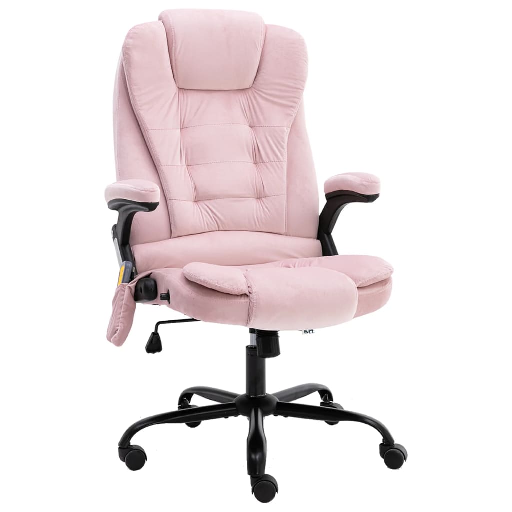 vidaXL Sillón de oficina de masaje terciopelo rosa