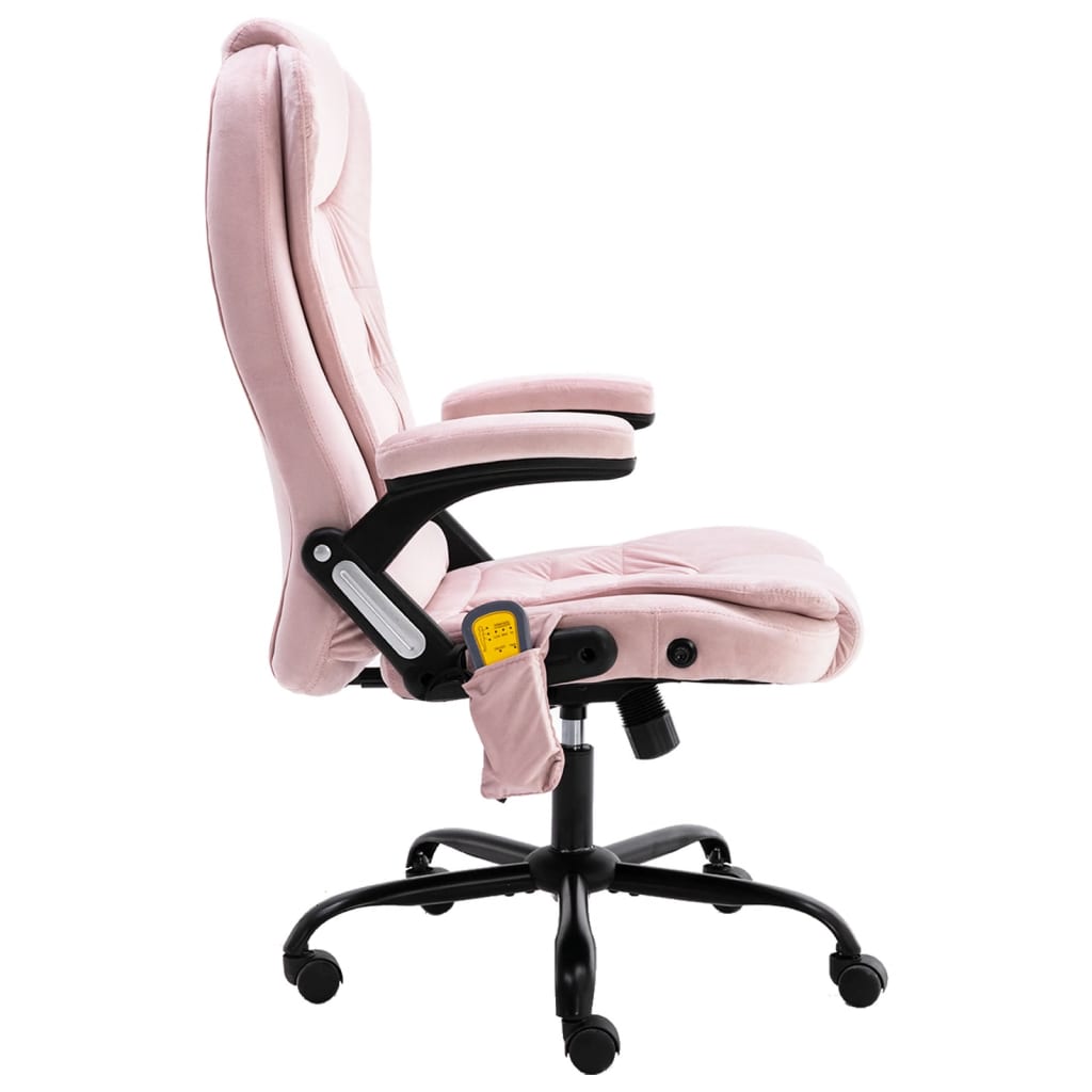 vidaXL Sillón de oficina de masaje terciopelo rosa