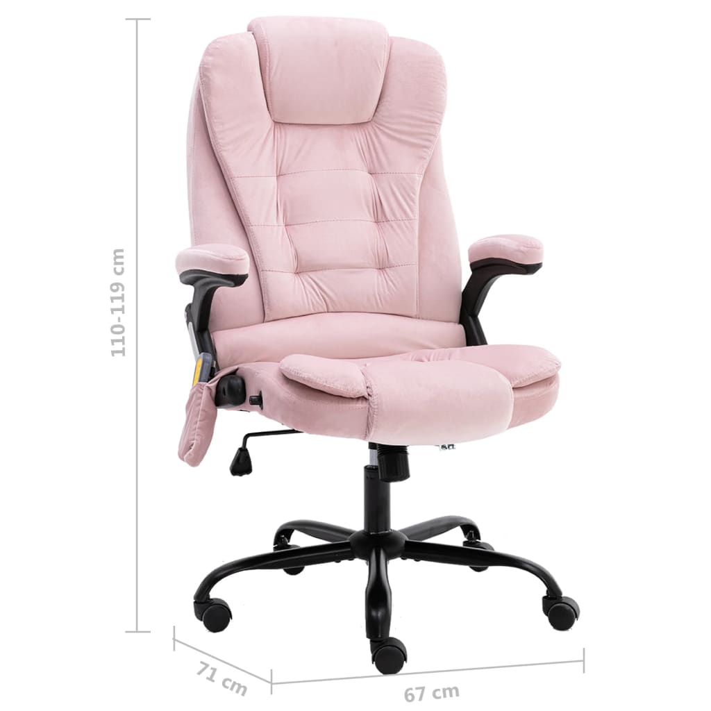 vidaXL Sillón de oficina de masaje terciopelo rosa