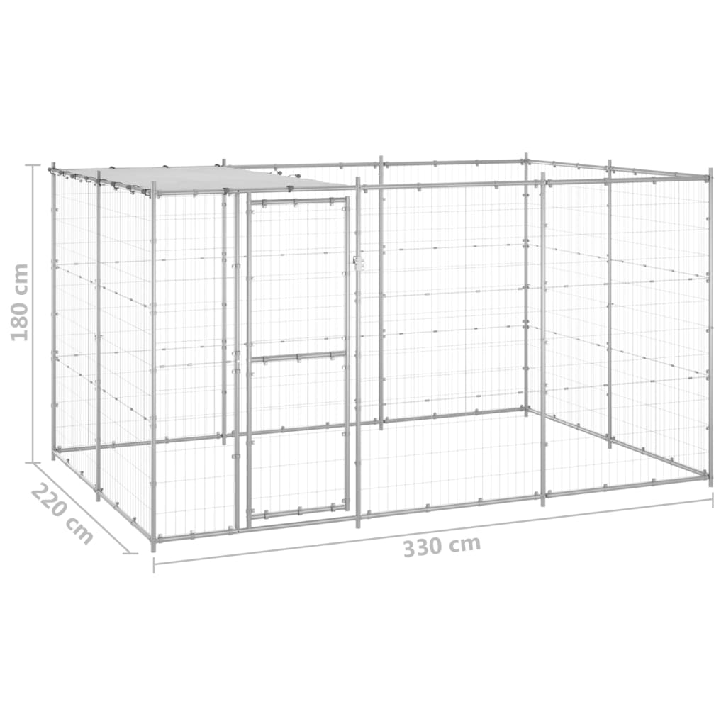 vidaXL Perrera de exterior de acero con techo 7,26 m²