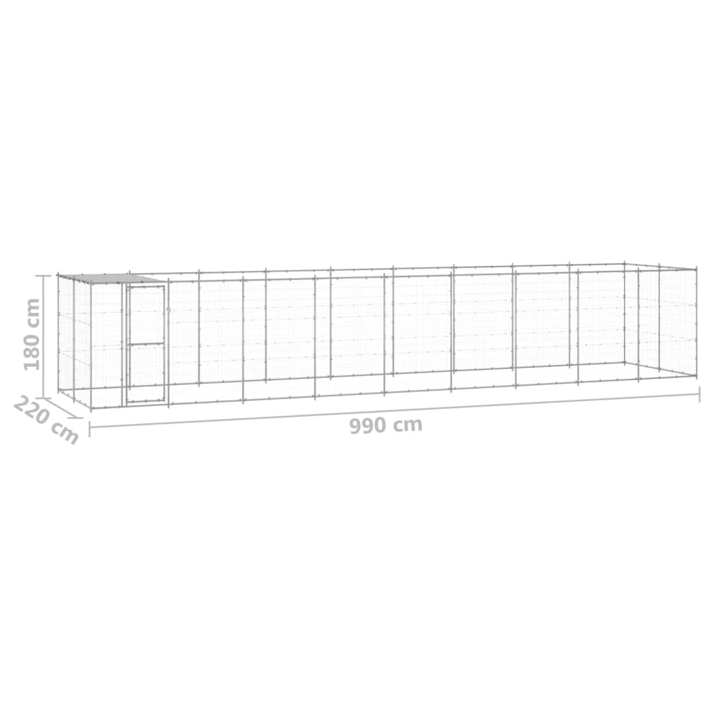 vidaXL Perrera de exterior de acero galvanizado con techo 21,78 m²