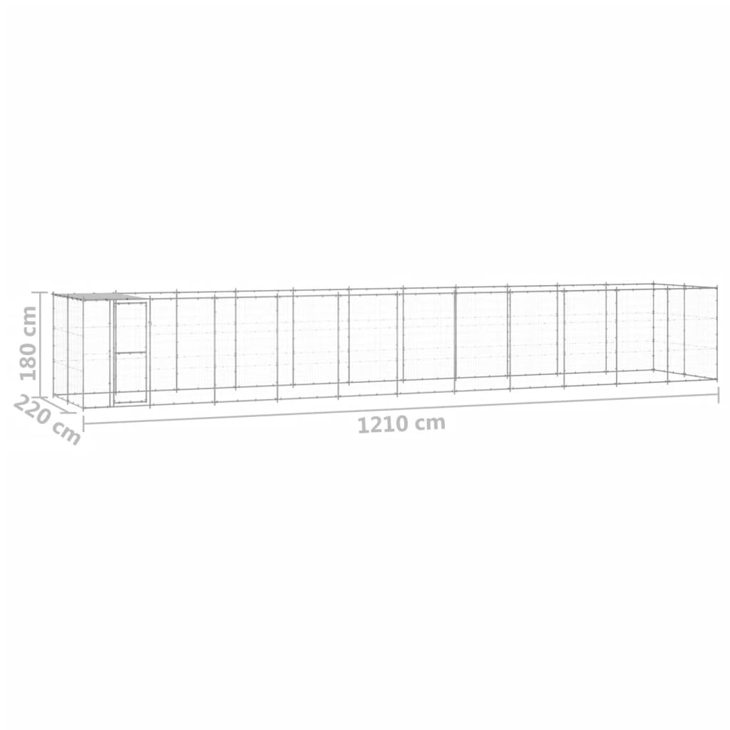 vidaXL Perrera de exterior de acero galvanizado con techo 26,62 m²