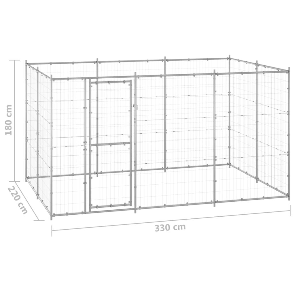 vidaXL Perrera de exterior de acero galvanizado 7,26 m²