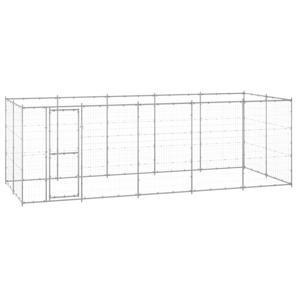 vidaXL Perrera de exterior de acero galvanizado 12,1 m²