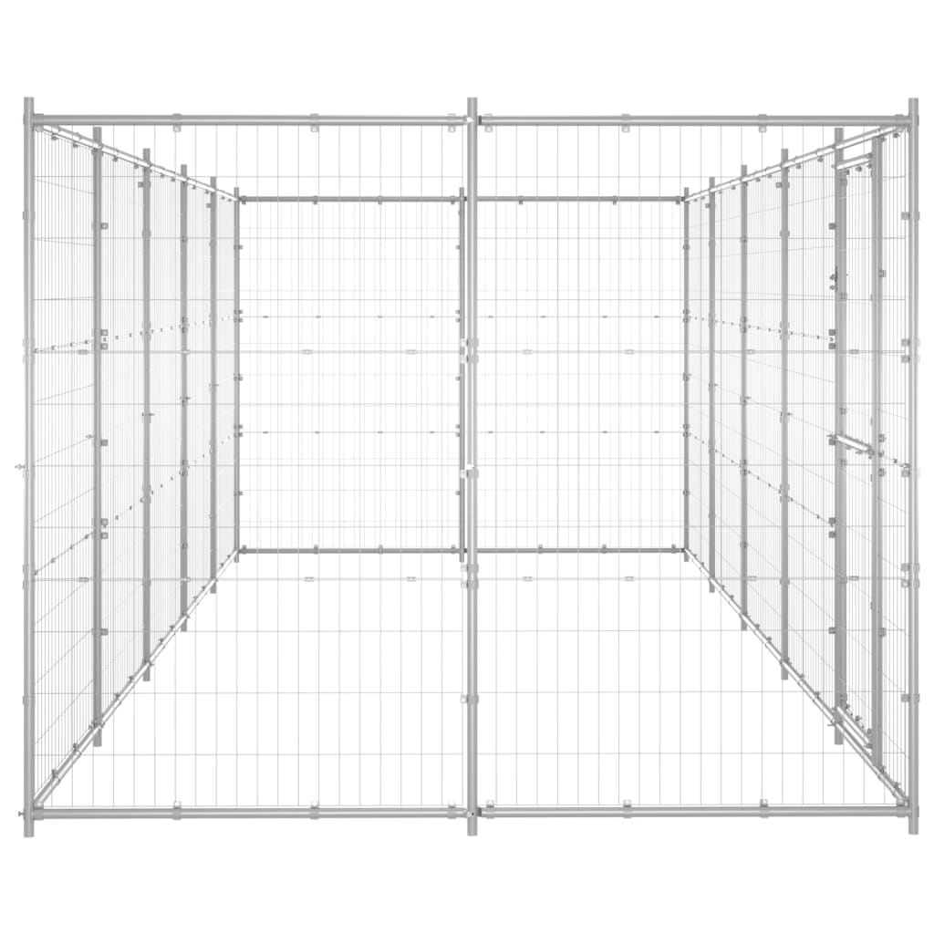 vidaXL Perrera de exterior de acero galvanizado 12,1 m²