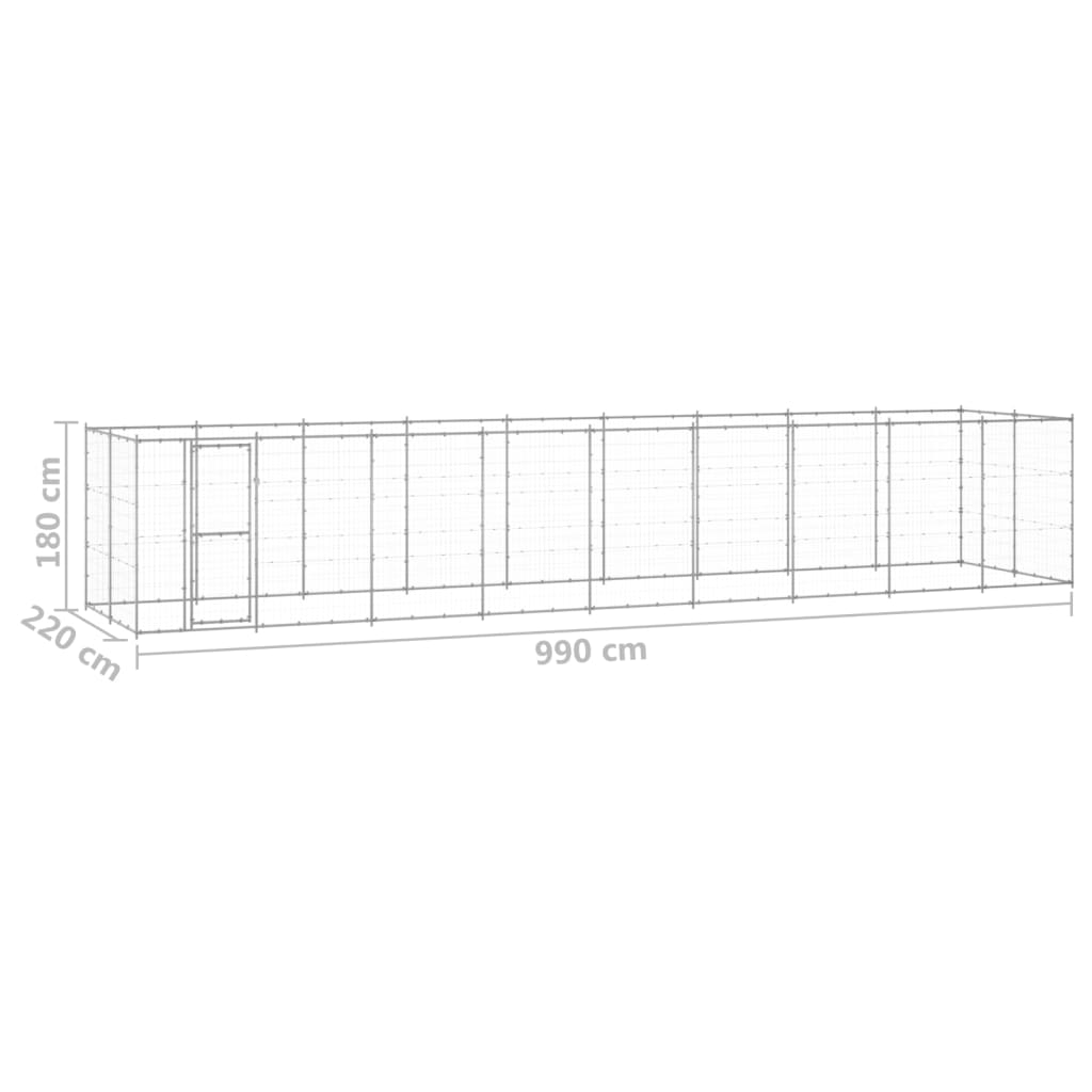 vidaXL Perrera de exterior de acero galvanizado 21,78 m²