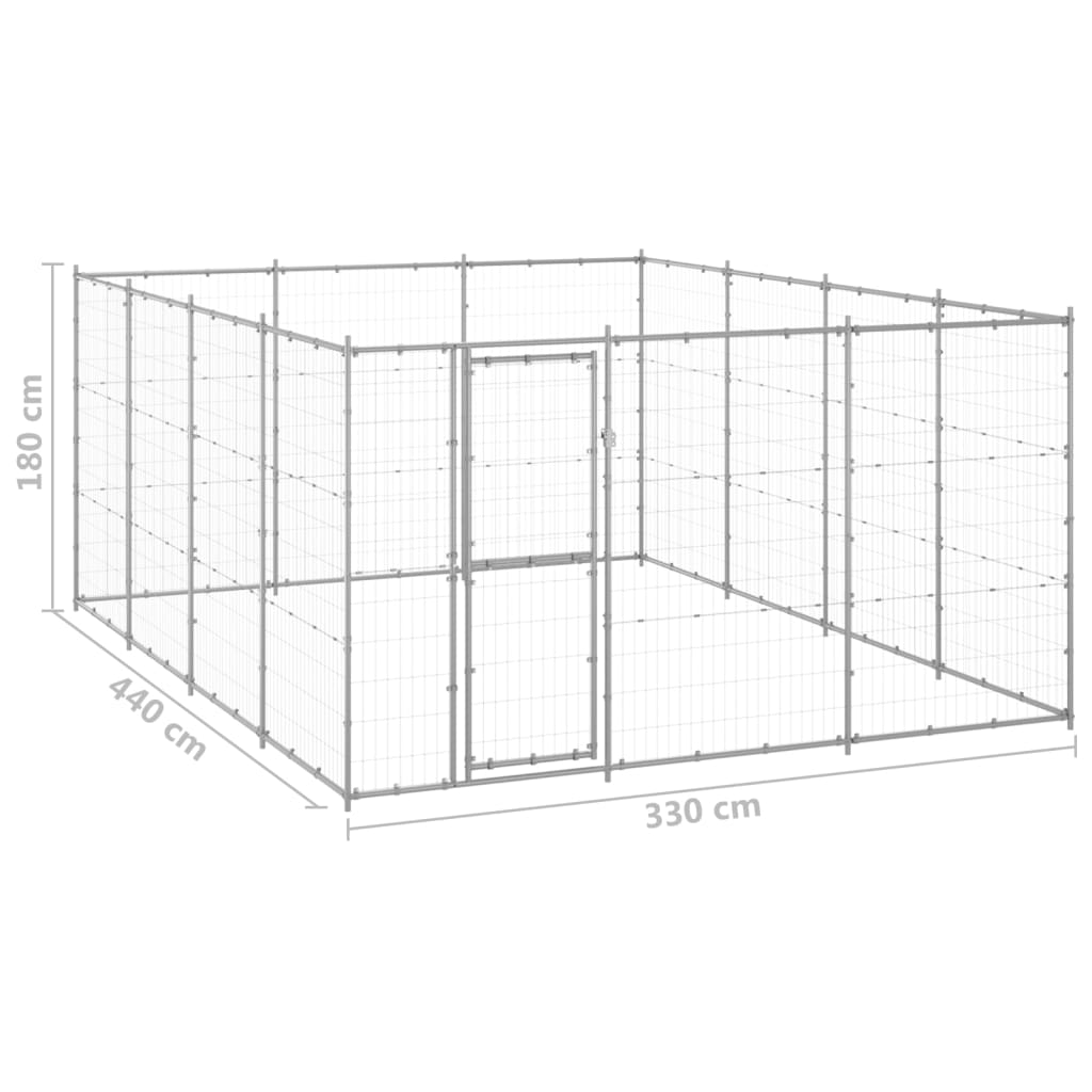 vidaXL Perrera de exterior de acero galvanizado 14,52 m²