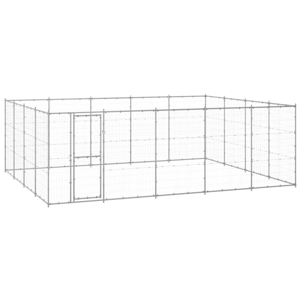 vidaXL Perrera de exterior de acero galvanizado 24,2 m²