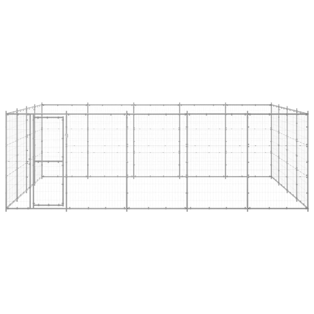 vidaXL Perrera de exterior de acero galvanizado 24,2 m²