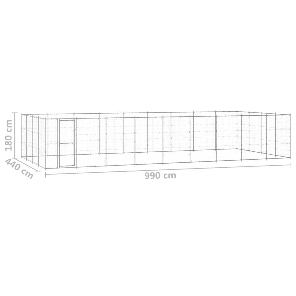 vidaXL Perrera de exterior de acero galvanizado 43,56 m²