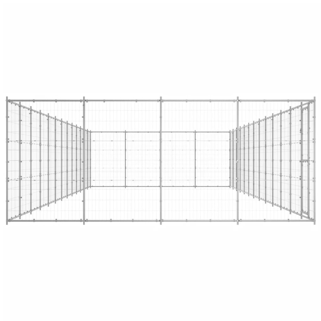 vidaXL Perrera de exterior de acero galvanizado 53,24 m²