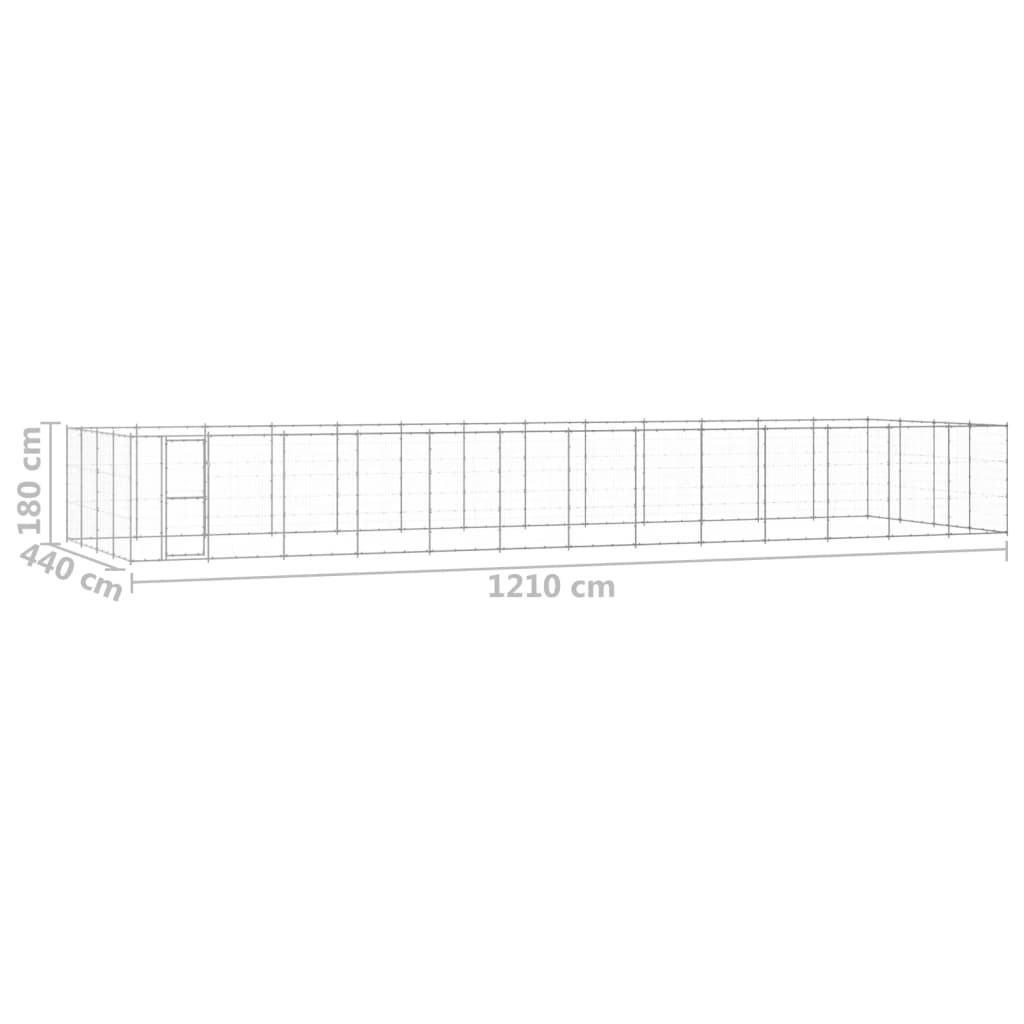 vidaXL Perrera de exterior de acero galvanizado 53,24 m²