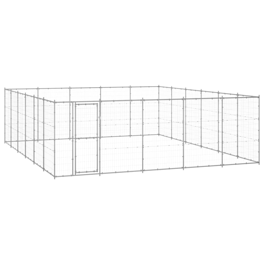 vidaXL Perrera de exterior de acero galvanizado 36,3 m²