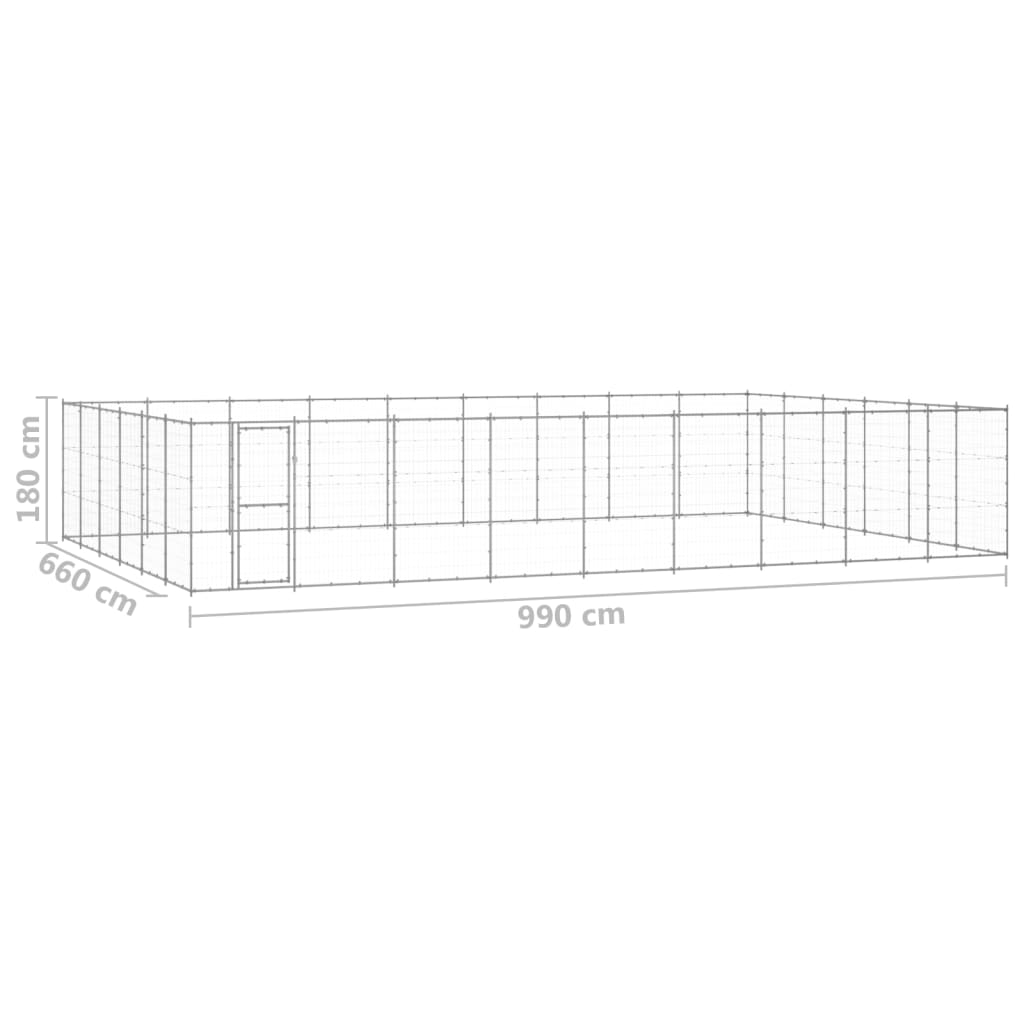 vidaXL Perrera de exterior de acero galvanizado 65,34 m²