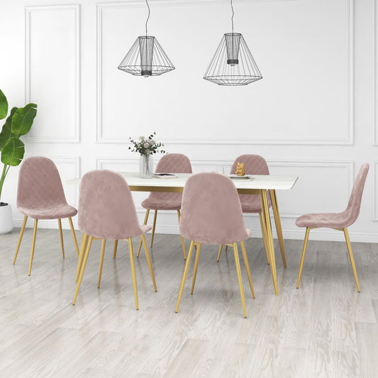 vidaXL Sillas de comedor 6 unidades terciopelo rosa