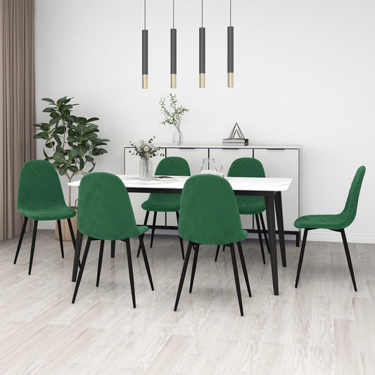 vidaXL Sillas de comedor 6 unidades terciopelo verde oscuro