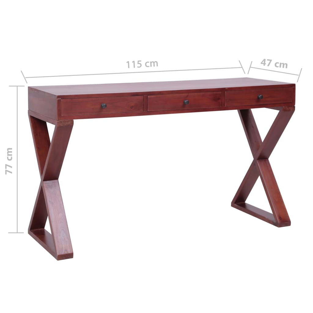 vidaXL Escritorio ordenador madera maciza caoba 115x47x77 cm