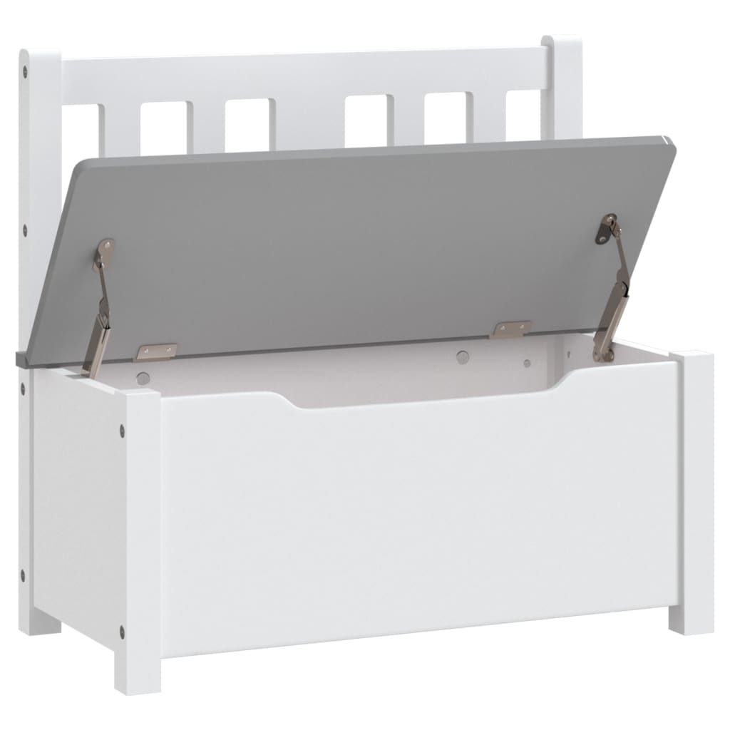 vidaXL Banco de almacenaje para niños MDF blanco y gris 60x30x55 cm