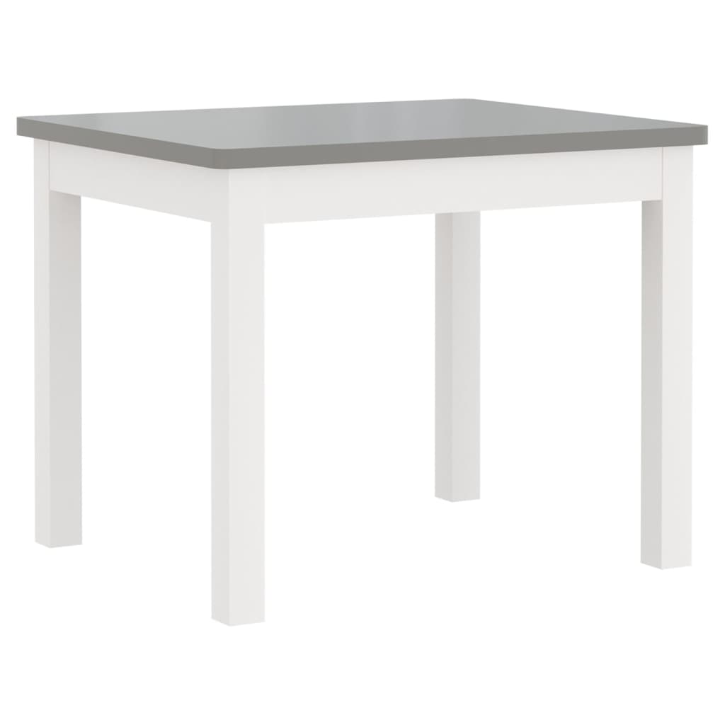 vidaXL Mesa y sillas infantiles 3 piezas MDF blanco y gris